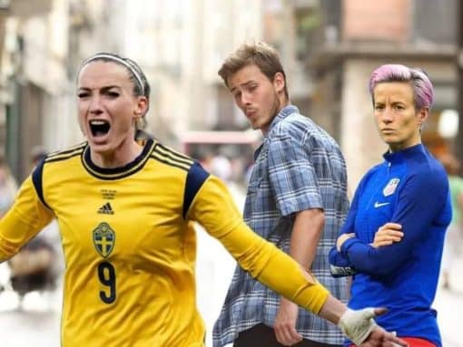 Funny, Megan Rapinoe, Sports Memes, Wandering Eye Memes, guy looking back at the Swedish girl soccer player