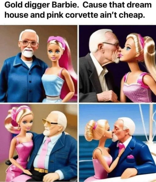 Barbie, Funny, Gold digger Barbie. Cause that dream house and pink corvette aint cheap