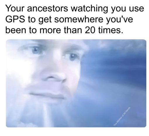 Ancestors Memes, Funniest Memes, Religious Memes, Disappointed ancestors - Your ancestors watching you use GPS to get somewhere you've been to more than 20 times.