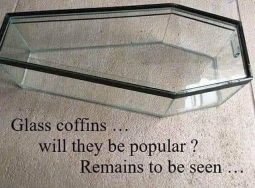 Dad Joke Memes, Death Memes, Funniest Memes, Pun Memes, Glass coffins will they be popular? Remains to be seen