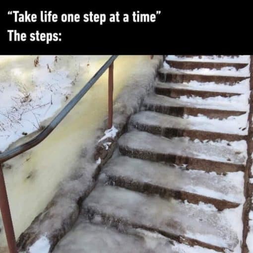 Funniest Memes, Life Memes, Lifes steps all frozen and slippery