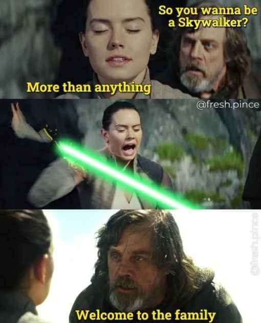 Family Memes, Funniest Memes, Star Wars Memes, So you wanna be a Skywalker? - Luke cuts off Ray's hand