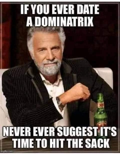 Funniest Memes, Most Interesting Man in the World, Sex Memes IF YOU EVER DATE A DOMINATRIXNEVER EVER SUGGEST IT S TIME TO