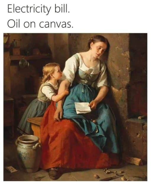 Funniest Memes, Money Memes, Parent Memes Electricity bill Oil on canvas 