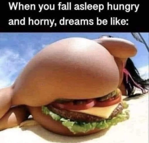 Funniest Memes, When you fall asleep hungry and horny dreams be like 