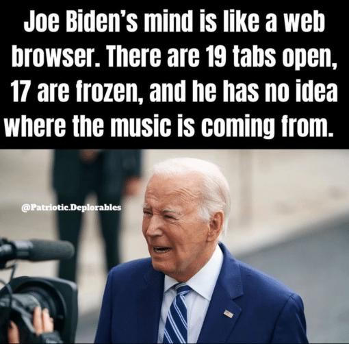 Anti Democrat Memes, Funniest Memes, Joe Biden, Political Memes Joe Bidens mind is like a web browser 