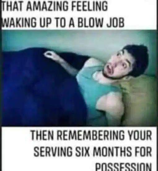 Funniest Memes, Oral Sex Memes THAT AMAZING FEELINGWAKING UP TO A BLOW JOBTHEN REMEMBERING YOURSERVING SIX MONTHS