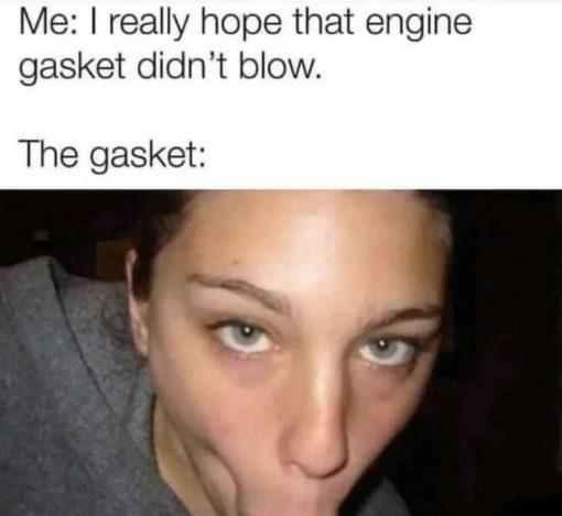 Car Memes, Funniest Memes, Porn Memes Me  I really hope that engine gasket didnt blow