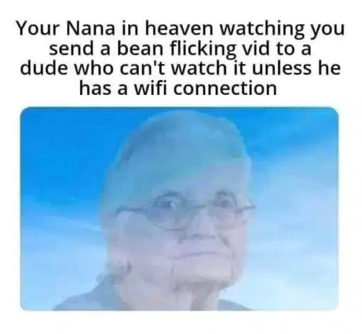 Funniest Memes, Sex Memes Your Nana in heaven watching you send a bean flicking vid to