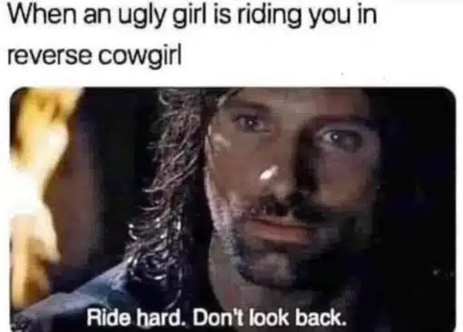 Funniest Memes, Lord of the Rings Memes  When an ugly girl is riding you in reverse cowgirl Ride