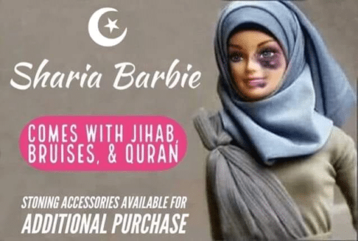 Funniest Memes, Muslim Memes, Offensive Memes  Sharia Barbie COMES WITH JIHAB  BRUISES    QUR