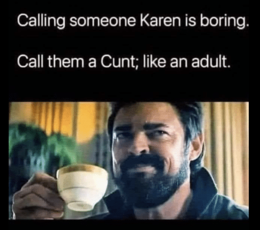 Karen Memes  Calling someone Karen is boring  Call them a Cunt 