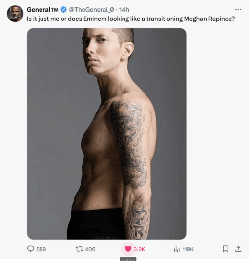 Eminem Memes, Funniest Memes, Megan Rapinoe Memes  Is it just me or does Eminem looking like a transitioning