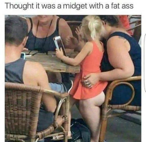 Funniest Memes, Optical Illusion Memes  Thought it was a midget with a fat ass  