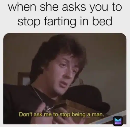 Fart Memes, Funniest Memes  when she asks you to stop farting in bed Don t ask me to stop being a man