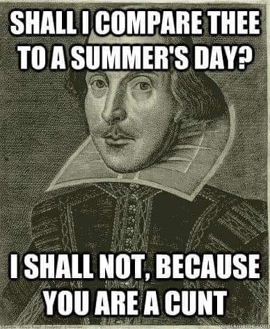 Cunt Memes, Funniest Memes, Shakespeare Memes Shall I compare you to a summer day