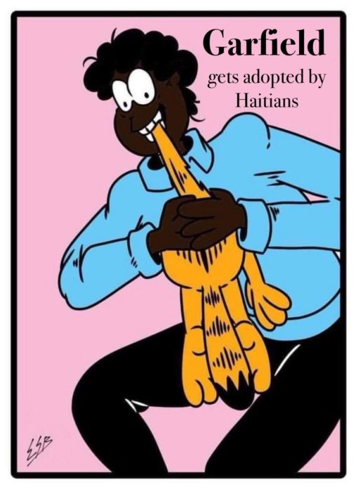 Funniest Memes, Racist Memes, Stereotype Memes Garfield gets adopted by Haitians