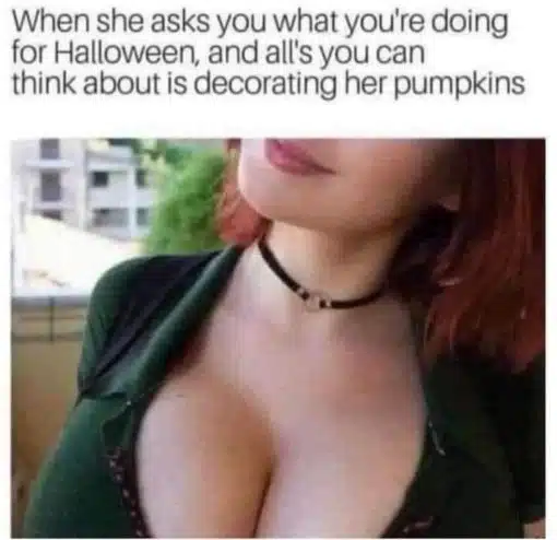 Boob Memes, Funniest Memes, Halloween Memes Decorating her pumpkins