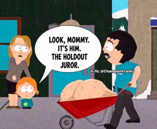 Cartoon Memes, Funniest Memes, Funny Text Memes, Judgement Memes, Kid Memes, Law Memes, Lindsay Clancy, Mom Memes, NSFW, Pop Culture Memes, Testicle Memes, TV Series Memes, A scene in the cutout-animation style of South Park shows a startled mother and small child on the sidewalk as a mustached man walks past pushing a red wheelbarrow. In the wheelbarrow is an absurdly oversized pair of testicles, treated like a physical burden he has to haul around in public.